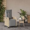 vidaXL Sedia Reclinabile Giardino e Poggiapiedi Beige Misto Polyrattan