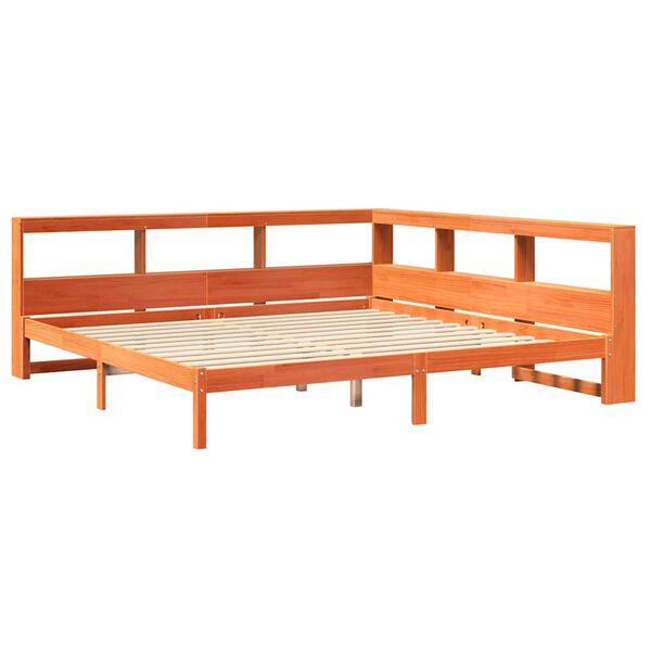 vidaXL Letto Libreria senza Materasso Marrone Cera 180x200 cm in Pino