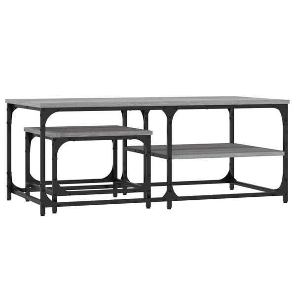 vidaXL Tavolini Salotto Impilabili 2pz Grigio Sonoma Legno Multistrato