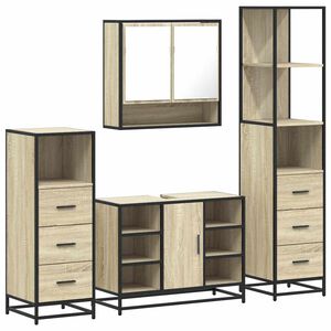vidaXL Set Mobili da Bagno 4 pz Rovere Sonoma in Legno Multistrato