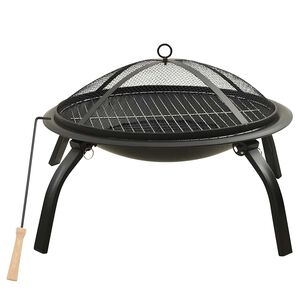 vidaXL Braciere e Barbecue 2 in 1 con Attizzatoio 56x56x49 cm Acciaio