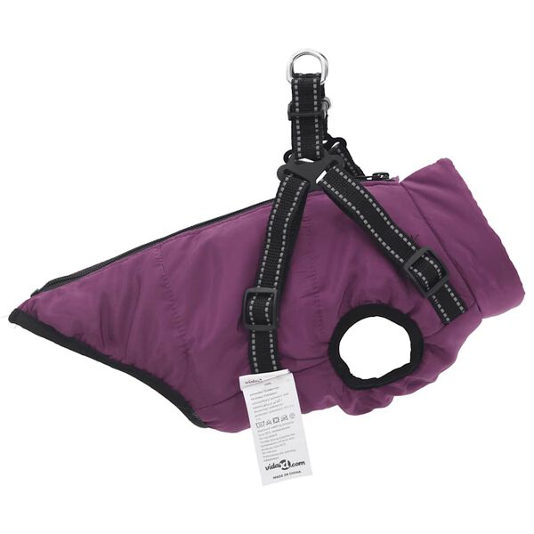 vidaXL Cappotto Cani Imbracatura Impermeabile Riflettente Viola L36