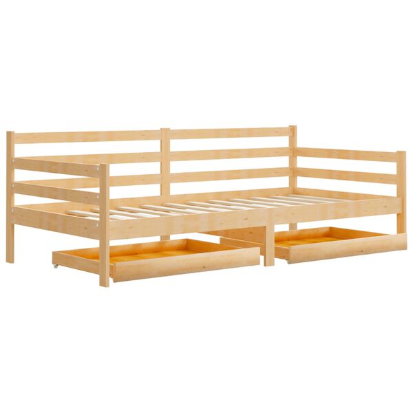 vidaXL Divano Letto con Cassetti 90x200 cm Legno Massello di Pino