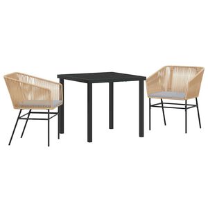 vidaXL Set da Pranzo per Giardino con cuscino 3 pcs Marrone