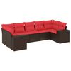 vidaXL Set Divani da Giardino 7 pz con Cuscini Marrone in Polyrattan