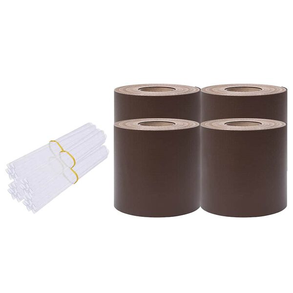 vidaXL Recinzione Frangivento 4 pz in PVC 35x0,19m Marrone