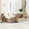 vidaXL Set Divani da Giardino 7 pz con Cuscini Beige in Polyrattan