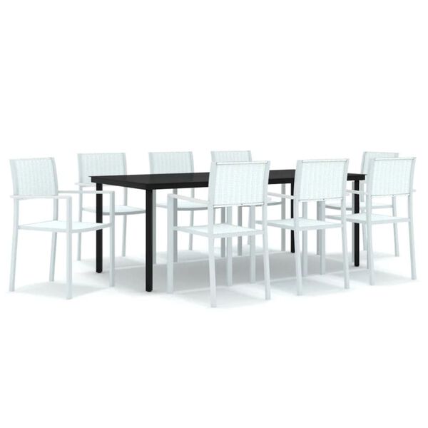 vidaXL Set da Pranzo da Giardino 9 pz Bianco