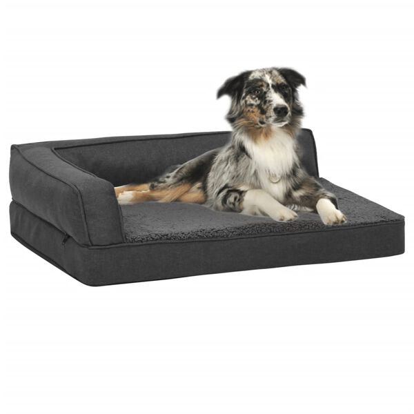 vidaXL Materasso Ergonomico per Cani 60x42 cm Pile Lino Grigio Scuro