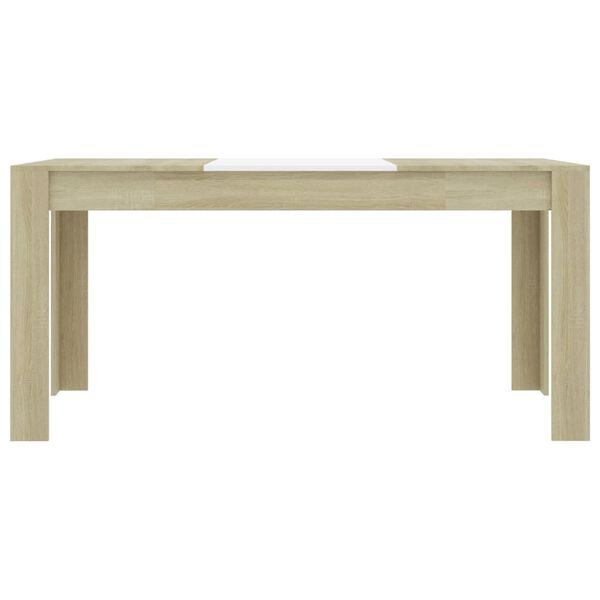 vidaXL Tavolo da Pranzo Bianco e Rovere Sonoma 160x80x76cm Multistrato