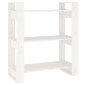 vidaXL Libreria/Divisorio Bianco 80x35x91 cm in Legno Massello di Pino