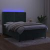 vidaXL Letto a Molle con Materasso e LED Verde Scuro 140x200cm Velluto