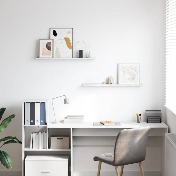 vidaXL Scaffale da parete 2 pcs Marmo Bianco 80 x 9 x 3 cm