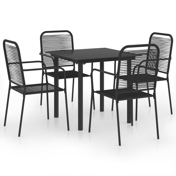 vidaXL Set da Pranzo da Giardino 5 pz Nero in Vetro e Acciaio