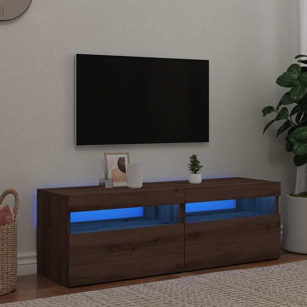 vidaXL Mobili Porta TV con LED 2 pz Artigianale in Legno Multistrato