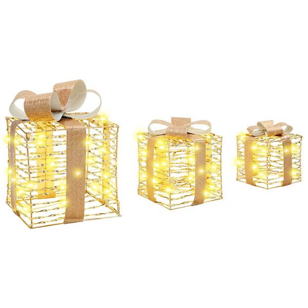 vidaXL Scatola Regalo 3 pcs Bianco caldo 20 x 20 x 20 cm PET