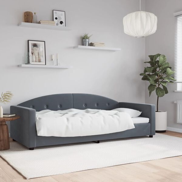 vidaXL Letto da Giorno Grigio Scuro 90x200 cm in Velluto