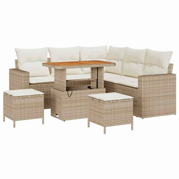 vidaXL Set Divano da Giardino 9 pcs Beige e Crema polyrattan