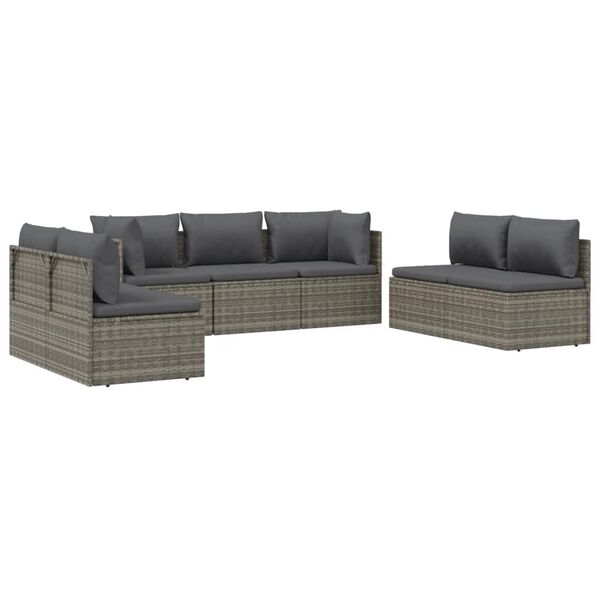 vidaXL Set Divani da Giardino 8 pz con Cuscini in Polyrattan Grigio