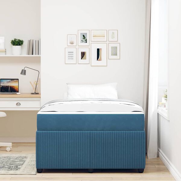 vidaXL Struttura letto con materasso Blu 120 x 190 cm Velluto