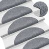 vidaXL Tappetini per scale autoadesivi 15 pz 56x17x3 cm Grigio chiaro semicircolari