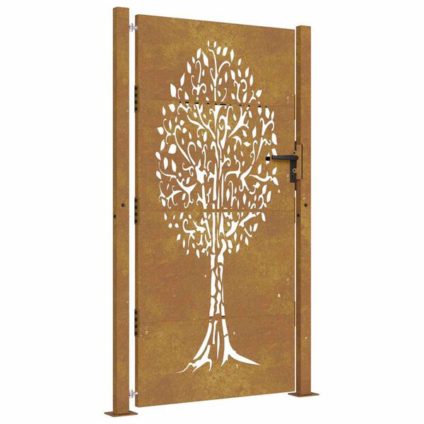 vidaXL Cancello da giardino 100x175 cm in acciaio Corten con design ad albero