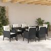 vidaXL Set da Pranzo per Giardino con cuscino 7 pcs Nero polyrattan