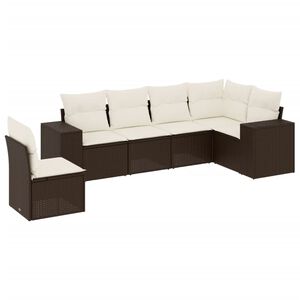 vidaXL Set Divano da Giardino 6 pz con Cuscini Marrone in Polyrattan