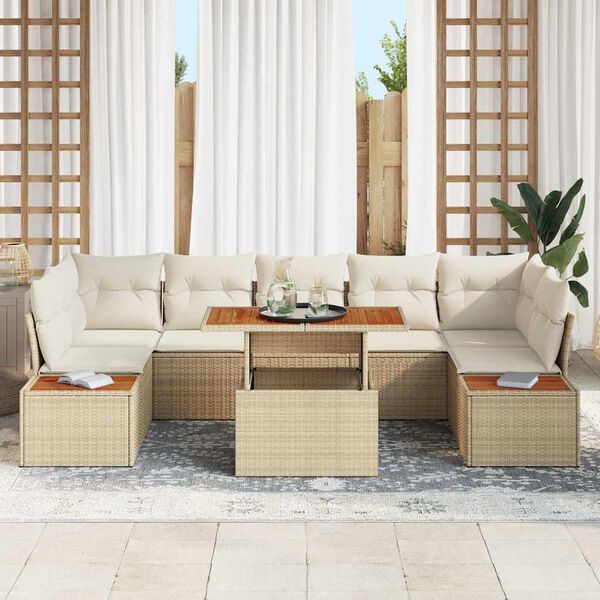vidaXL Set Divano da Giardino 8 pcs Beige Poly Rattan