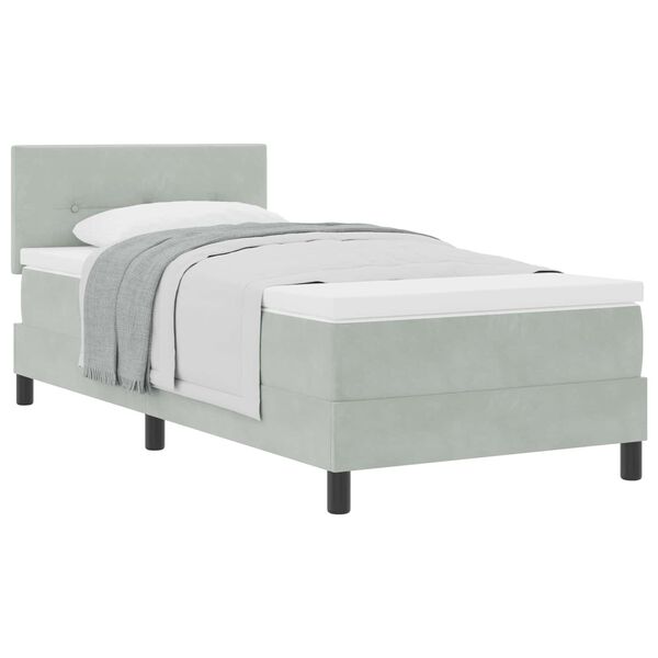vidaXL Letto a molle con materasso Grigio chiaro 80 x 200 cm Velluto
