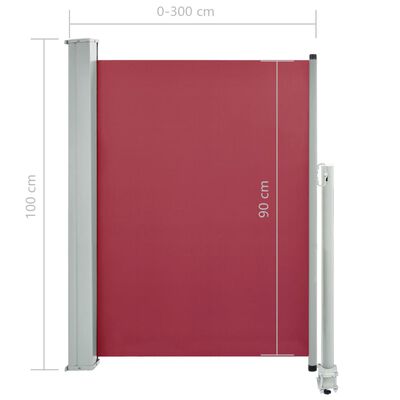 vidaXL Tenda Laterale Retrattile per Patio 100x300 cm Rossa