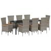 vidaXL Set da Pranzo per Giardino 9 pz Grigio