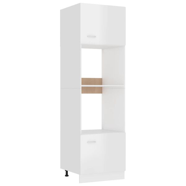 vidaXL Mobile Microonde &ldquo;Lyon&rdquo; Bianco Lucido 60x57x207 cm