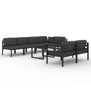 vidaXL Set Divani da Giardino 8 pz con Cuscini in Alluminio Antracite