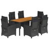 vidaXL Set da Pranzo da Giardino 7 pz Nero con Cuscini in Polyrattan