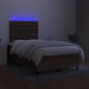 vidaXL Letto a Molle Materasso e LED MarroneScuro 120x190cm in Tessuto