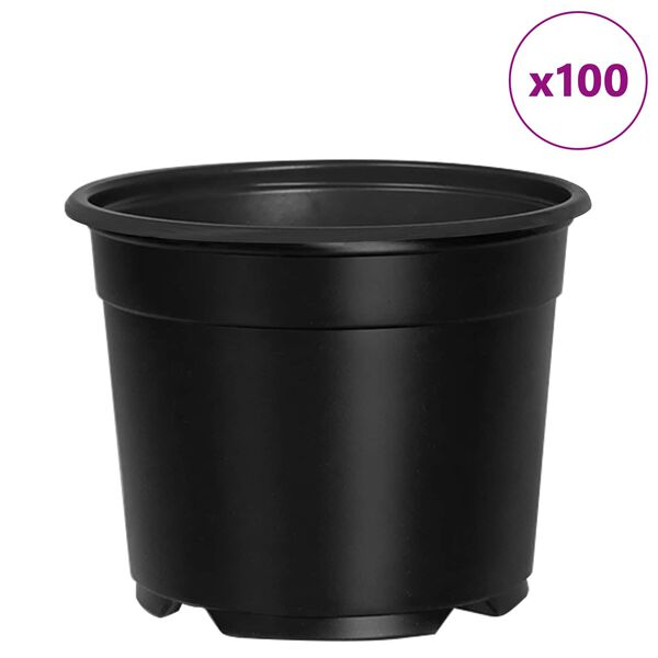 vidaXL Vaso per Fiori 100 pcs Nero &Oslash; 15 x 12.5 cm Plastica