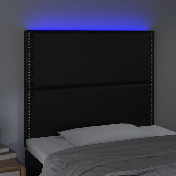 vidaXL Testiera a LED Nera 100x5x118/128 cm in Similpelle