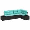 vidaXL Set Divano da Giardino 5 pz Nero polyrattan