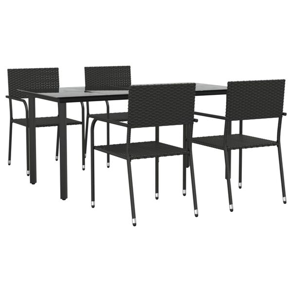 vidaXL Set da Pranzo da Giardino 5 pz Nero in Polyrattan e Acciaio