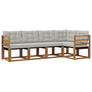 vidaXL Set di divani da esterno 5 pz Grigio Naturale e Chiaro