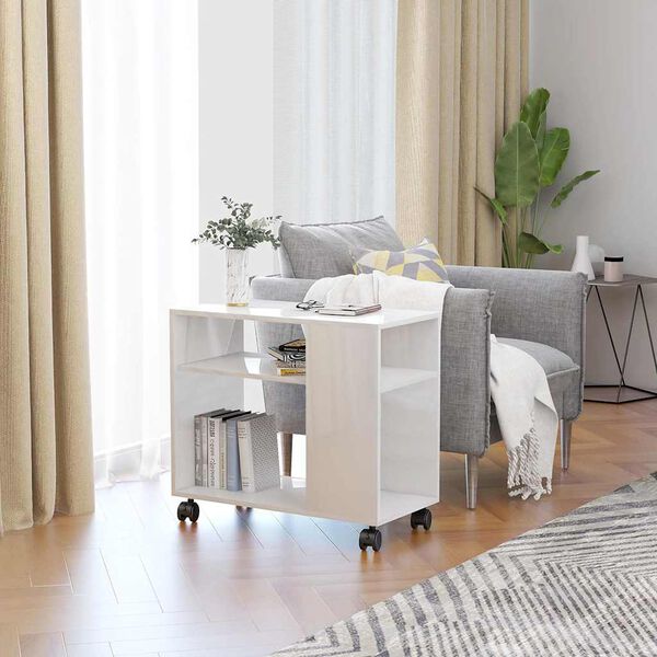 vidaXL Tavolino da Salotto Bianco Lucido 70x35x55 cm Legno Multistrato
