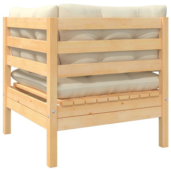 vidaXL Divano Angolare da Giardino con Cuscini Crema Massello di Pino