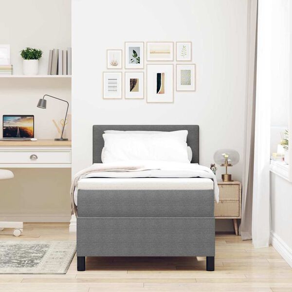 vidaXL Letto a molle con testiera Grigio chiaro e bianco 90 x 200 cm
