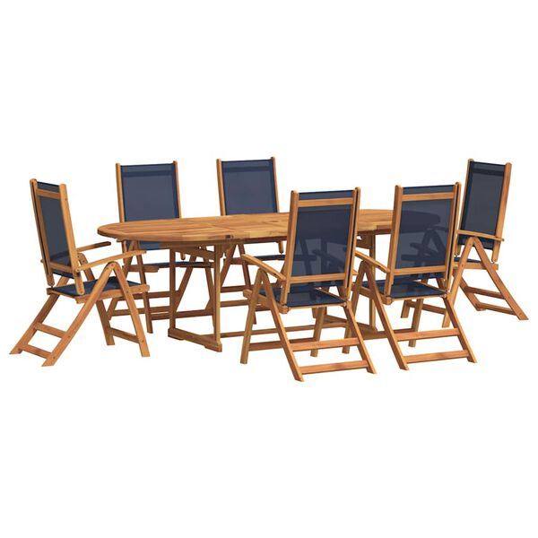 vidaXL Set Pranzo da Giardino 7pz Legno Massello di Acacia e Textilene