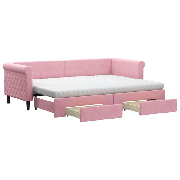 vidaXL Divano Letto Estraibile con Cassetti Rosa 80x200 cm Velluto