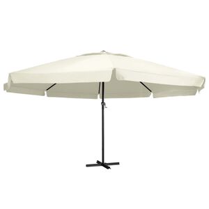 vidaXL Ombrellone da Giardino Palo in Alluminio 600 cm Bianco Sabbia