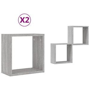 vidaXL Mensole Parete a Cubo 2 pz Grigio Sonoma 30x15x30 cm