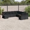 vidaXL Set Divani da Giardino 11 pz con Cuscini in Polyrattan Nero