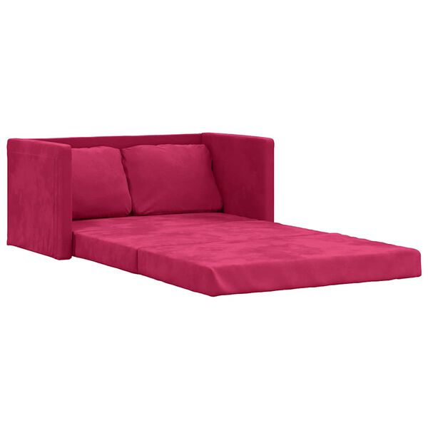 vidaXL Divano Letto da Terra 2 in 1 Rosso Vino 122x204x55cm Velluto